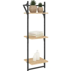 vidaXL Estantes pared 3 niveles barras 2 uds 30x25x100 cm Roble Sonoma