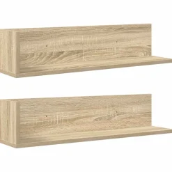 vidaXL Estantes pared 2 uds madera 75x16,5x16,5 cm Roble Sonoma Hot
