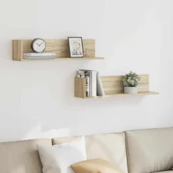 vidaXL Estantes pared 2 uds madera 75x16,5x16,5 cm Roble Sonoma Hot