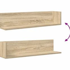 vidaXL Estantes pared 2 uds madera 75x16,5x16,5 cm Roble Sonoma Hot