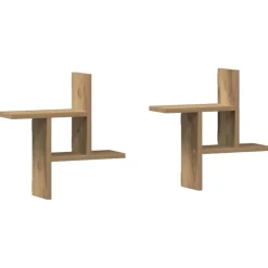 vidaXL Estantes pared 2 uds madera ingeniería artisian 38x12x38 cm Roble Clearance