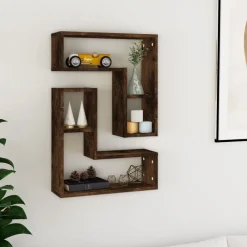 vidaXL Estanterías-Estantes pared 2 uds madera contrachapada roble humo 50x15x50cm