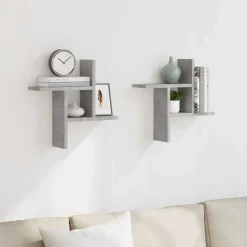 vidaXL Estanterías-Estantes pared 2 uds madera ingeniería gris hormigón 38x12x38cm