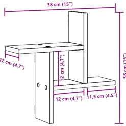 vidaXL Estanterías-Estantes pared 2 uds madera ingeniería gris hormigón 38x12x38cm