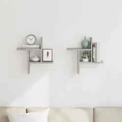 vidaXL Estanterías-Estantes pared 2 uds madera ingeniería gris hormigón 38x12x38cm
