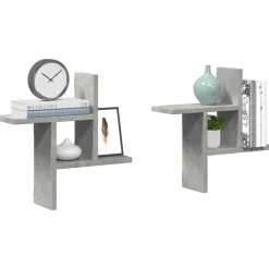 vidaXL Estanterías-Estantes pared 2 uds madera ingeniería gris hormigón 38x12x38cm