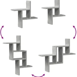vidaXL Estanterías-Estantes pared 2 uds madera ingeniería gris hormigón 38x12x38cm