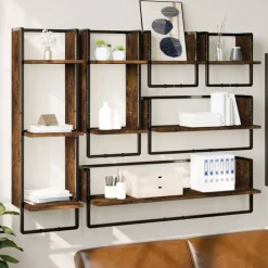 vidaXL Estanterías-Estantes pared barras 6 pzas madera de ingeniería