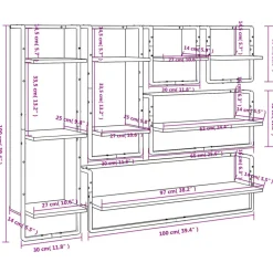 vidaXL Estanterías-Estantes pared barras 6 pzas madera de ingeniería