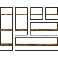 vidaXL Estanterías-Estantes pared barras 6 pzas madera de ingeniería