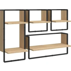 vidaXL Estantes pared con barras 4 pzas madera ingeniería Roble Sonoma Sale