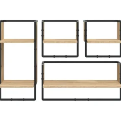 vidaXL Estantes pared con barras 4 pzas madera ingeniería Roble Sonoma Sale