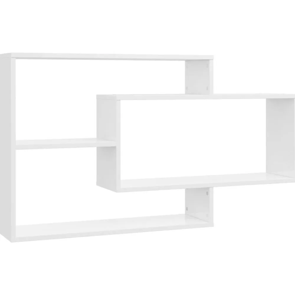 vidaXL Estantes pared madera contrachapada blanco brillo 104x20x58,5cm Blanco brillante Hot