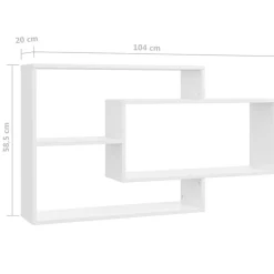 vidaXL Estantes pared madera contrachapada blanco brillo 104x20x58,5cm Blanco brillante Hot