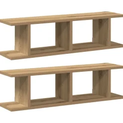 vidaXL Estantes pared 2uds madera ingeniería roble artisian 75x18x20cm Roble artisan Hot