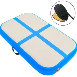 vidaXL Fitness Y Musculación-Esterilla inflable de gimnasia con bomba PVC azul 60x100x15 cm