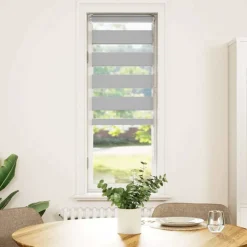 vidaXL Estor cebra 40x100cm tejido ancho 35,9 cm poliéster Gris claro Clearance