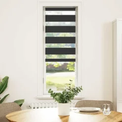vidaXL Estor cebra 40x100 cm tejido ancho 35,9 cm poliéster Negro New