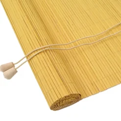 vidaXL Estor enrollable con cortinas Manual 60 x 160 cm Bambú Amarillo Hot