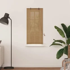 vidaXL Estor enrollable con cortinas Manual Marrón 60 x 160 cm Bambú Marr&oacute;n New