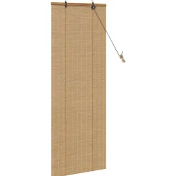 vidaXL Estor enrollable con cortinas Manual Marrón 60 x 160 cm Bambú Marr&oacute;n New