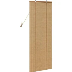 vidaXL Estor enrollable con cortinas Manual Marrón 60 x 160 cm Bambú Marr&oacute;n New