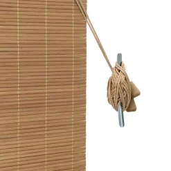 vidaXL Estor enrollable con cortinas Manual Marrón 60 x 160 cm Bambú Marr&oacute;n New