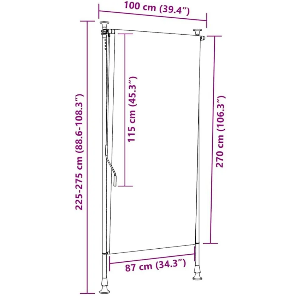 vidaXL Estor enrollable de exterior gris 100x270 cm Antracita Best