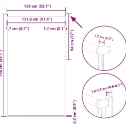 vidaXL Estor Enrollable Opaco 135x150 cm Tela Ancho 131,6cm Gris claro Clearance