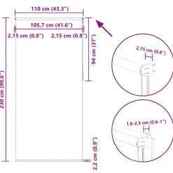 vidaXL Estor Enrollable Opaco 110x230 cm Tela Ancho 105,7cm Gris claro