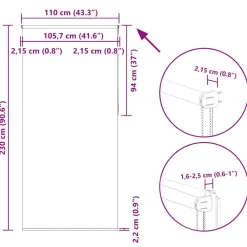 vidaXL Decoración-Estor Enrollable Opaco 110x230 cm Tela Ancho 105,7 cm