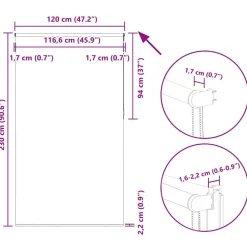 vidaXL Decoración-Estor Enrollable Opaco 120x230 cm Tela Ancho 116,6cm