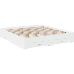 vidaXL Camas Y Accesorios-Estructura cama con cajones madera ingeniería blanca 200x200 cm