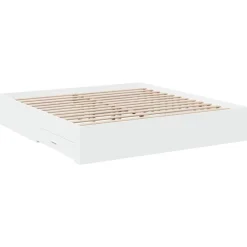 vidaXL Camas Y Accesorios-Estructura cama con cajones madera ingeniería blanca 200x200 cm
