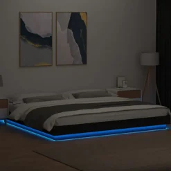 vidaXL Camas Y Accesorios-Estructura cama con luces LED madera ingeniería 200x200cm