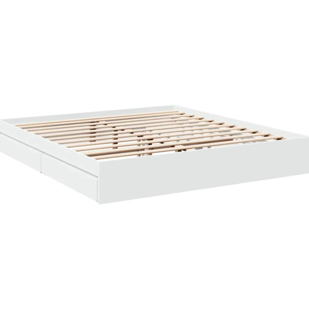 vidaXL Estructura cama con cajones madera ingeniería blanca 200x200 cm Blanco Hot
