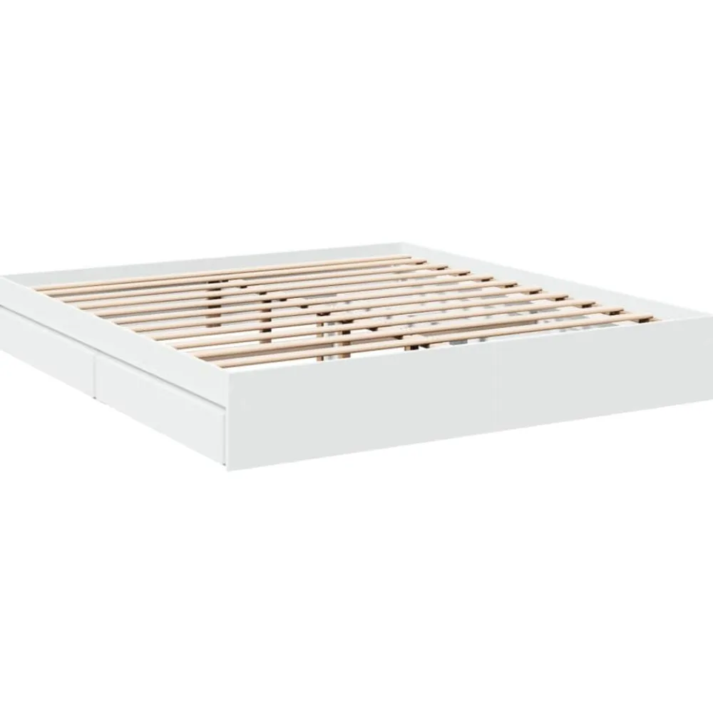 vidaXL Estructura cama con cajones madera ingeniería blanca 200x200 cm Blanco Hot