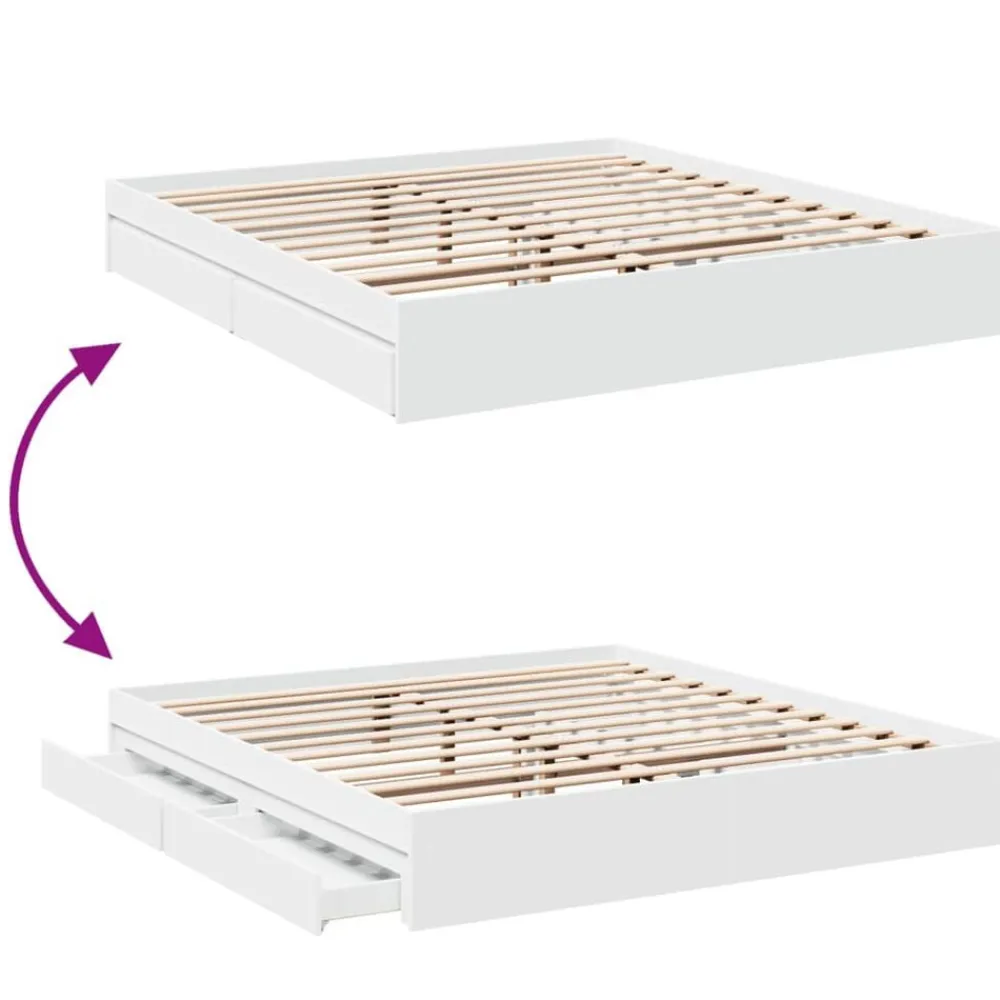 vidaXL Estructura cama con cajones madera ingeniería blanca 200x200 cm Blanco Hot
