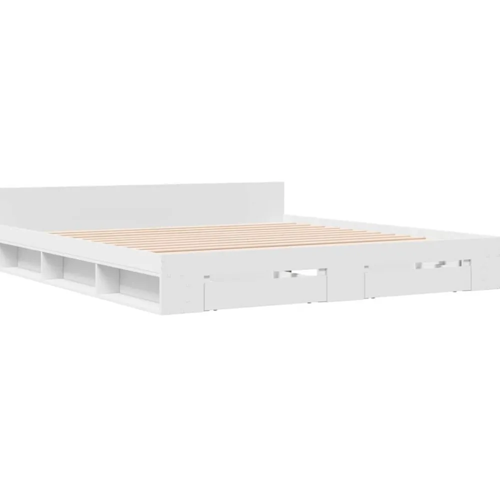 vidaXL Estructura cama con cajones madera ingeniería blanca 200x200 cm Blanco Sale