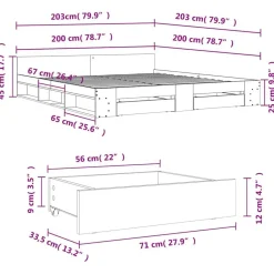 vidaXL Estructura cama con cajones madera ingeniería blanca 200x200 cm Blanco Sale