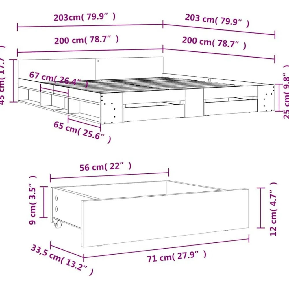 vidaXL Estructura cama con cajones madera ingeniería blanca 200x200 cm Blanco Sale