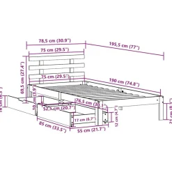 vidaXL Camas Y Accesorios-Estructura cama con cajones madera maciza pino 75x190 cm