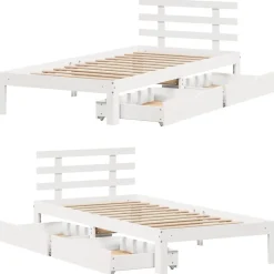 vidaXL Camas Y Accesorios-Estructura cama con cajones madera maciza pino 75x190 cm