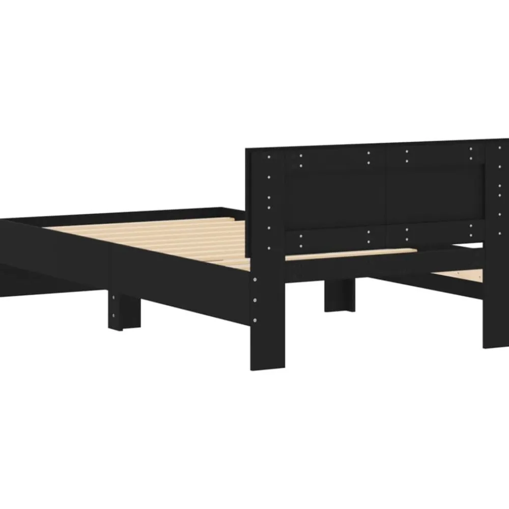 vidaXL Estructura cama con cabecero madera ingeniería 100x200 cm Negro Hot