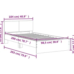 vidaXL Estructura cama con cabecero madera ingeniería 100x200 cm Negro Hot
