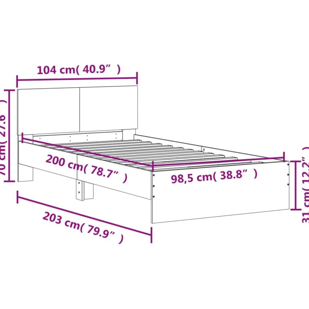 vidaXL Estructura cama con cabecero madera ingeniería 100x200 cm Negro Hot