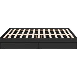 vidaXL Camas Y Accesorios-Estructura cama con cajones madera ingeniería negra 200x200 cm