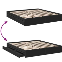 vidaXL Camas Y Accesorios-Estructura cama con cajones madera ingeniería negra 200x200 cm