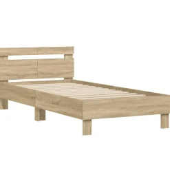 vidaXL Estructura cama con cabecero sin colchón 100x200cm Roble Sonoma Online