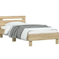 vidaXL Estructura cama con cabecero sin colchón 100x200cm Roble Sonoma Online
